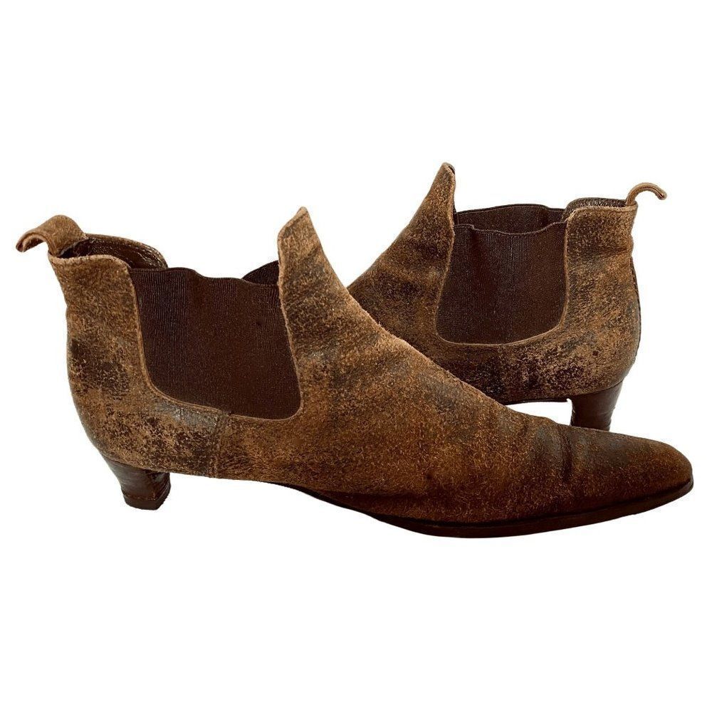 Henry Beguelin Vibrani Very Distressed Leather Pointy Toe Ankle Boots Sz 8-8.5